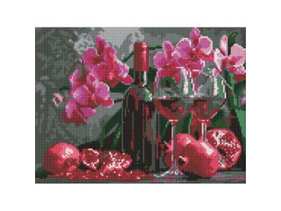 Алмазна мозаїка "Вино та орхідеї" AMO8118 30х40 см