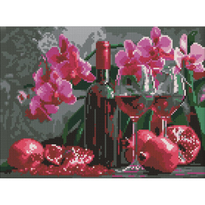 Алмазна мозаїка "Вино та орхідеї" AMO8118 30х40 см