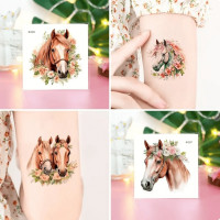 Набір тимчасових татуювань "Коні" Horses-20-01 розмір 6х6 см Набір тимчасових татуювань "Коні" Horses-20-01 розмір 6х6 см