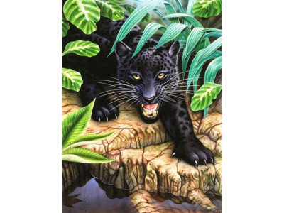 Алмазна мозаїка "Чорний леопард" JSDF72776 без підрамника 30х40 см Алмазна мозаїка "Чорний леопард" JSDF72776 без підрамника 30х40 см
