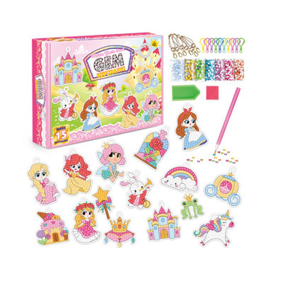 Набір для творчості Алмазна мозаїка "Принцеси тваринки замок" SK8019 брелок 15 штук