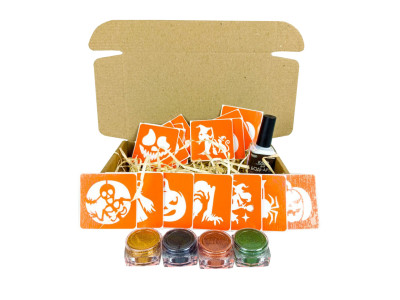 Набір для біо-тату "Хелловін - гліттер" set-halloween-glitter 18 трафаретів Набір для біо-тату "Хелловін - гліттер" set-halloween-glitter 18 трафаретів