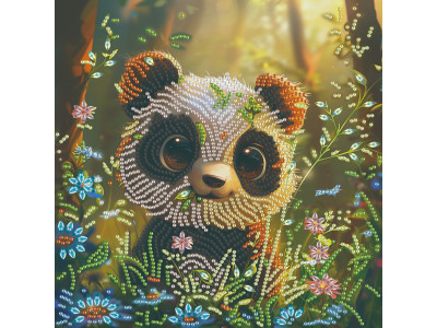 Алмазна мозаїка "Мила панда" BH010 неповна викладка 25х25 см