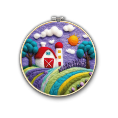 Набір для валяння картини із вовни “Прованський ранок” EFL002 діаметр 20 см