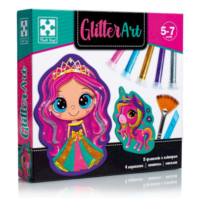 Набір для творчості "Glitter Art Казкові принцеси" VT4501-10 5 флаконів з глітерами