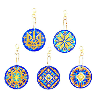 Набір брелків алмазна викладка Українські орнаменти BR39 5 штук