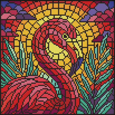 Алмазна мозаїка "Вітраж. Фламінго" ©art_selena_ua AMO8318 30х30 см