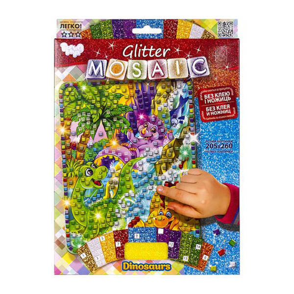 Креативна творчість "Glitter Mosaic Динозаври" БМ-03-09 блискуча мозаїка Креативна творчість "Glitter Mosaic Динозаври" БМ-03-09 блискуча мозаїка