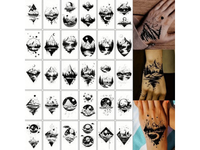 Набір дитячих тимчасових тату "Чорні міні №3" black-tattoo-mini-set-3-3 30 штук по 95*55 см