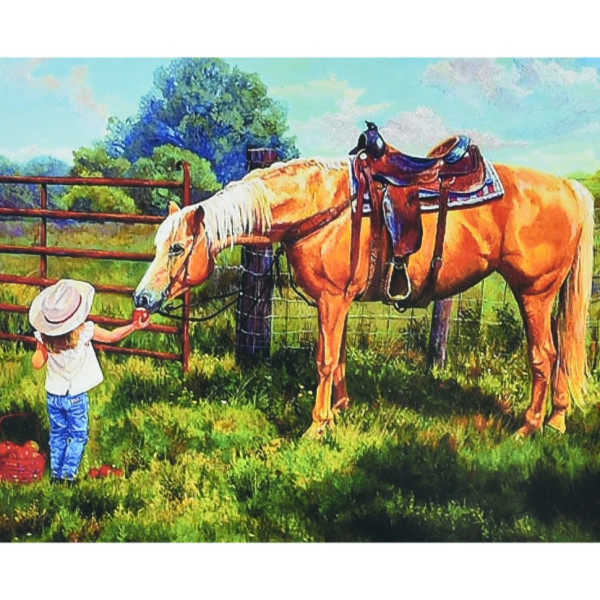Алмазна мозаїка "Кінь і маленька принцеса" HEG88139 30х40 см