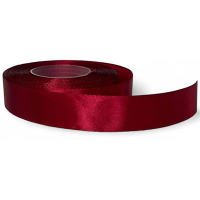 Атласна стрічка для рукоділля АБ-124 0.6 см x 23 м Бордовий