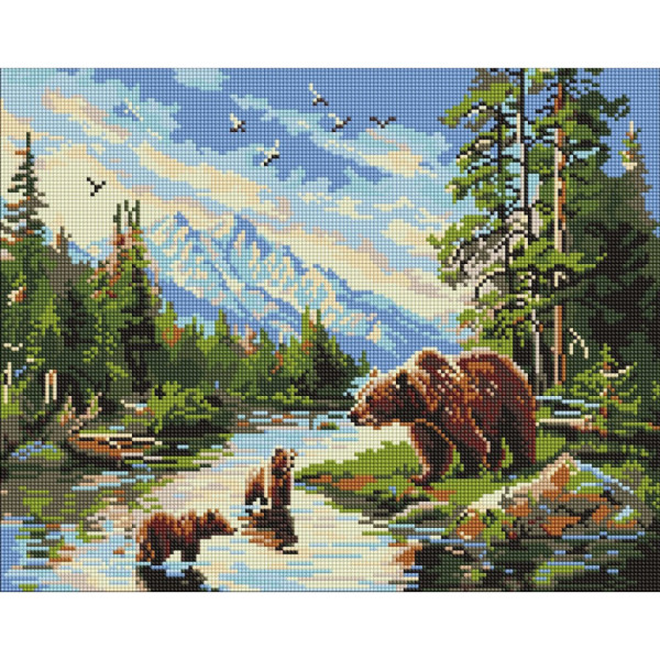 Алмазна мозаїка "Ведмедиця і ведмежата" ©art_selena_ua AMO20089 40х50 см