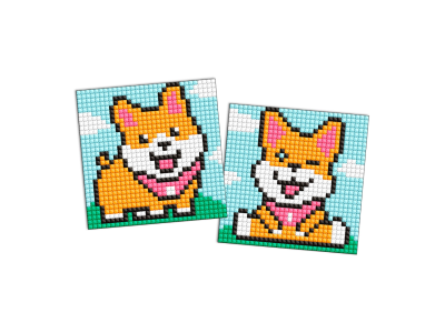 Алмазная мозаїка "Грайливі песики" AMG1060 на магнітній основі 9x9 см