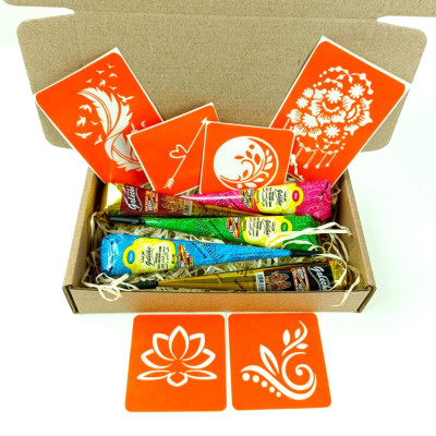 Набір кольорової хни з трафаретами для біо-тату №3 v2 color-henna-set-03 v2