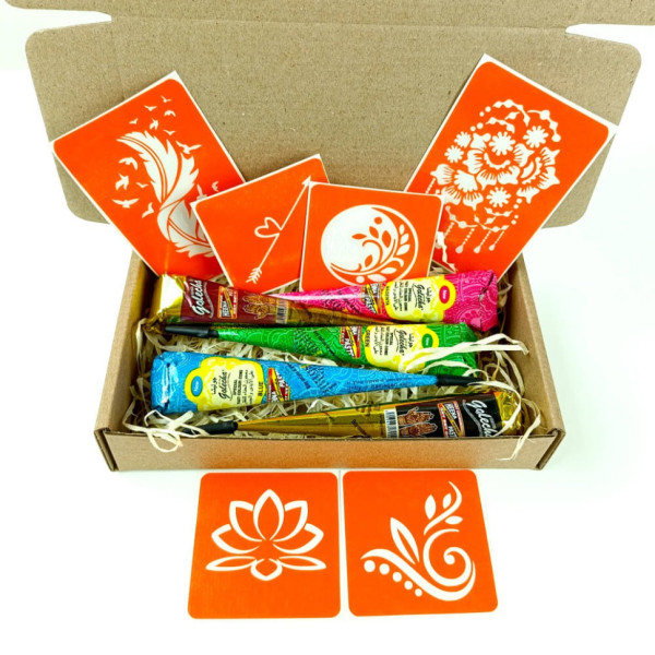 Набір кольорової хни з трафаретами для біо-тату №3 v2 color-henna-set-03 v2