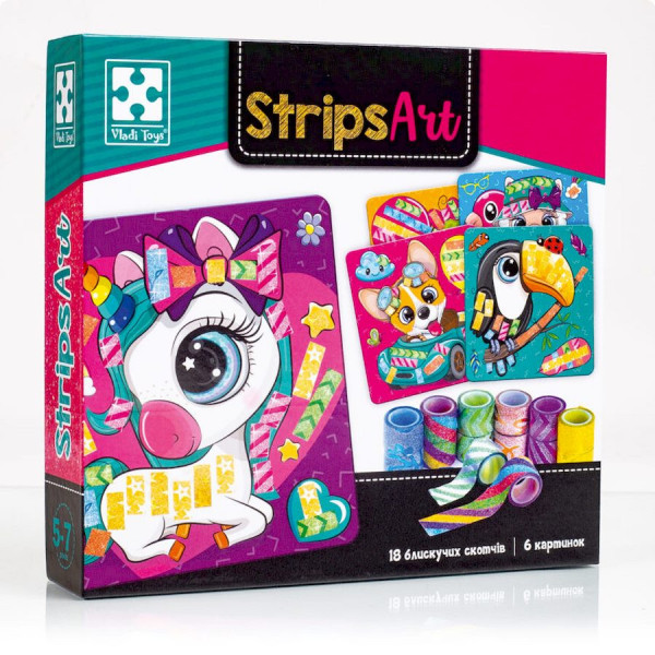 Набір для творчості "Strips Art Щасливі мордочки" VT4433-13 з декоративним скотчем Набір для творчості "Strips Art Щасливі мордочки" VT4433-13 з декоративним скотчем