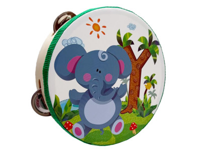 Деревяна іграшка Бубен "Слоник" MD 0367-50 діаметр 15 см