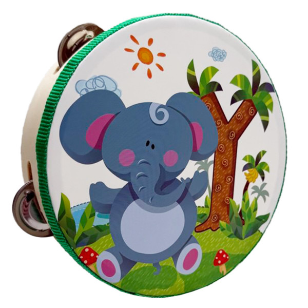 Деревяна іграшка Бубен "Слоник" MD 0367-50 діаметр 15 см