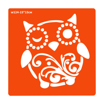 Трафарет для біо-тату Зимова сова w124-15*15см розмір 15х15см