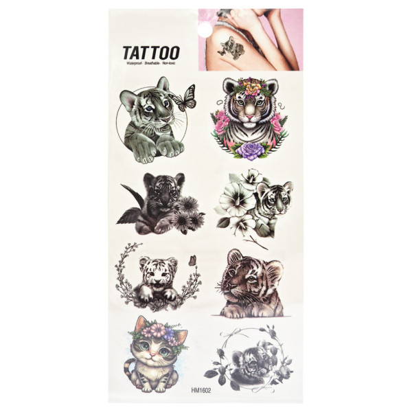 Тимчасове татуювання "Грийливі тигренята Tattoo" 1020-HM1602 Тимчасове татуювання "Грийливі тигренята Tattoo" 1020-HM1602