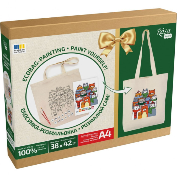 Набір для розфарбовування еко-сумки "Коти в шапках" N0003646 Набір для розфарбовування еко-сумки "Коти в шапках" N0003646