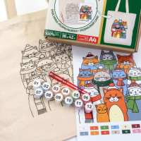 Набір для розфарбовування еко-сумки "Коти в шапках" N0003646 Набір для розфарбовування еко-сумки "Коти в шапках" N0003646