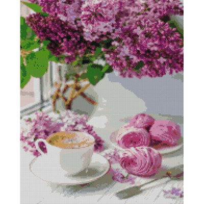 Алмазна мозаїка "Бузок та кава" DBS1106 40x50 см