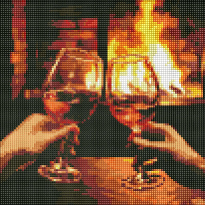 Алмазна мозаїка "Гріємось біля каміна" AMO7859 30х30 см