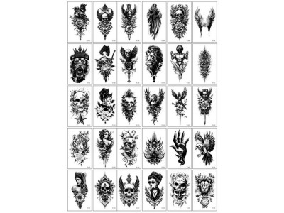 Набір тимчасових тату "Чорні міні №6" black-tattoo-mini-set-6-TC-30 30 штук розмір 95 х 95 см Набір тимчасових тату "Чорні міні №6" black-tattoo-mini-set-6-TC-30 30 штук розмір 95 х 95 см