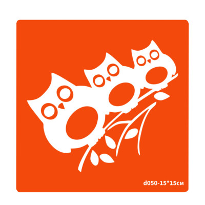 Трафарет для біо-тату Сови d050-15*15см розмір 15х15см