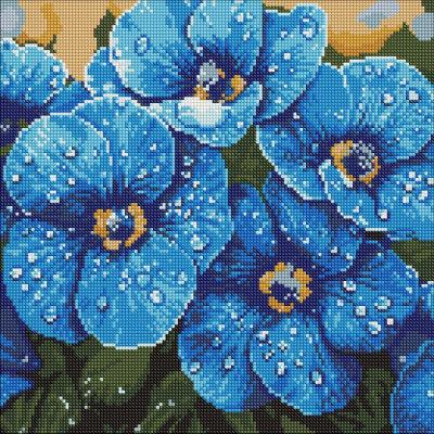 Алмазна мозаїка "Фіалки в росі" ©art_selena_ua AMO8228 40х40 см