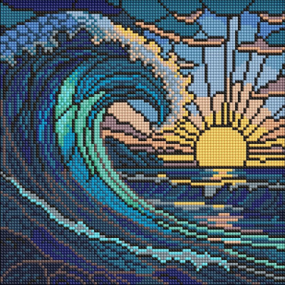 Алмазна мозаїка "Вітраж. Хвиля" ©art_selena_ua AMO8320 30х30 см