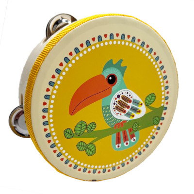 Деревяна іграшка Бубен "Тукан" MD 0367-44 діаметр 15 см