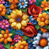 Алмазна мозаїка "Квіткова колекція" BH029 неповна викладка 25х25 см