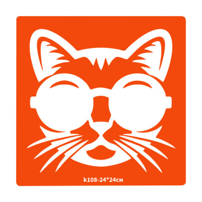 Трафарет для біо-тату Котик k108-24*24см розмір 24х24см