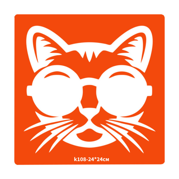 Трафарет для біо-тату Котик k108-24*24см розмір 24х24см