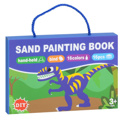 Набір для малювання піском "Динозаври" LY63001A-C-B(Blue) пісок 16 кольорів 16 карток