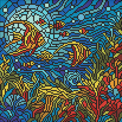 Алмазна мозаїка "Вітраж. Морський світ" AMO8324 30х30 см
