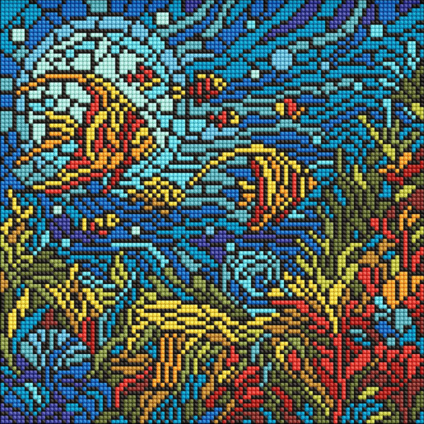 Алмазна мозаїка "Вітраж. Морський світ" AMO8324 30х30 см