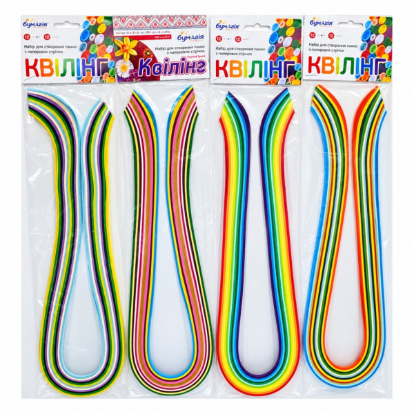 Набір для квілінгу МІХ Бумагія Kvil-miks-3mm-70cm 3мм х70 см 12 кольорів по 12 стрічок