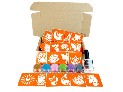 Набір для біо-тату "Для дівчаток #4 - гліттер" set-girls-4-glitter 18 трафаретів