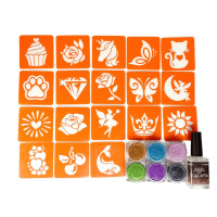 Набір для біо-тату "Для дівчаток #4 - гліттер" set-girls-4-glitter 18 трафаретів