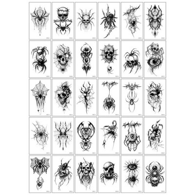 Набір тимчасових тату "Чорні міні №7" black-tattoo-mini-set-7-ZZC-30 30 штук розмір 95 х 95 см