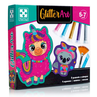 Набір для творчості "Glitter Art Блискучі звірята" VT4501-11, 5 флаконів з гліттерами