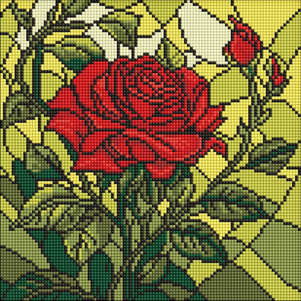 Алмазна мозаїка "Вітраж. Троянда" ©art_selena_ua AMO8321 30х30 см