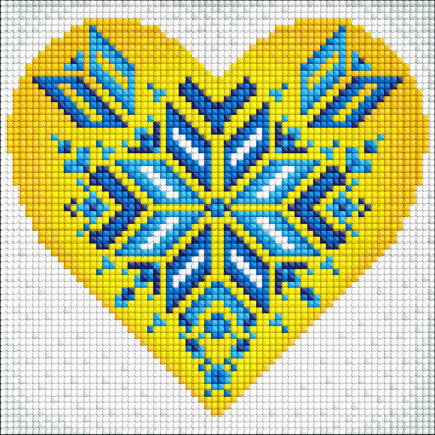 Алмазна мозаїка без підрамника "Україна в серці" ©Mariia Davydova AMC7682 20х20 см