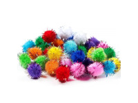 Декоративні помпони з люрексом для творчості Pom-poms-25 d-25 мм 54 шт