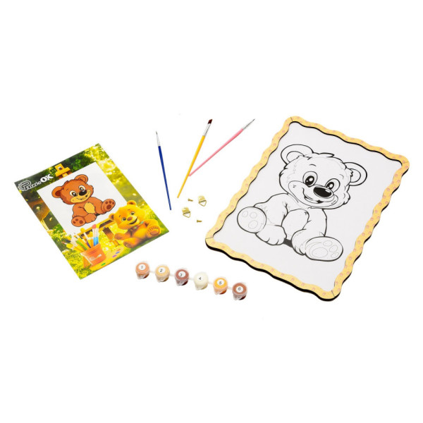 Картина по номерах "Ведмедик" Puz-22942 формат А4 пензлик фарби кріплення для стіни