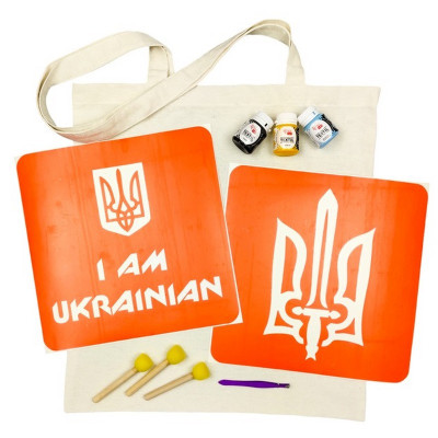 Набір для творчості "Екосумка бязь I Am Ukrainian Тризуб" bag-b-n064-n059