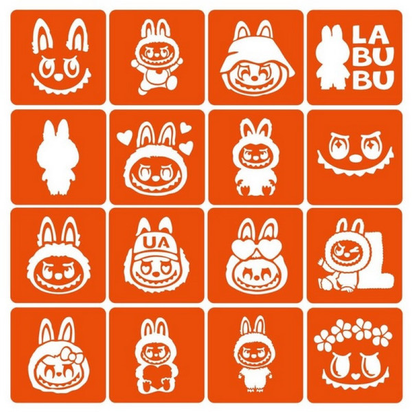 Набір трафаретів для біо-тату "Labubu" labubu _simple-16 Набір трафаретів для біо-тату "Labubu" labubu _simple-16